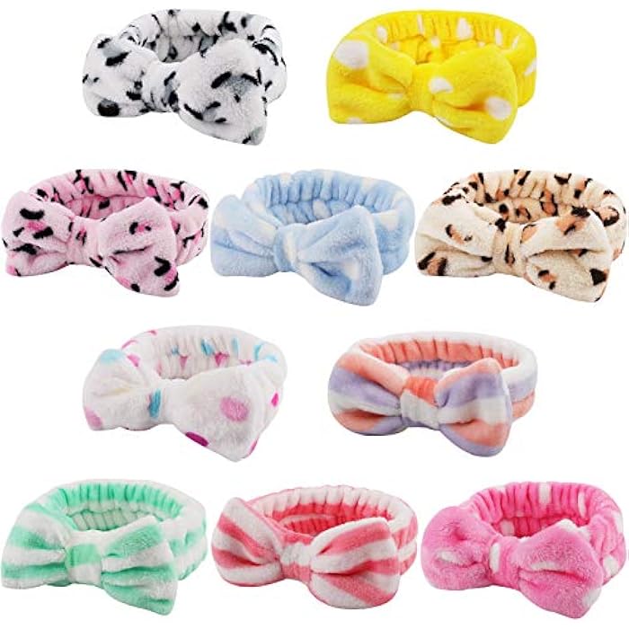 CAVETEE 10 Pack Spa Headband Makeup Headbands Hair Band for Washing Face Microfiber Headband Shower Headband Towel Headband Makeup Headbands for Women - Image 1